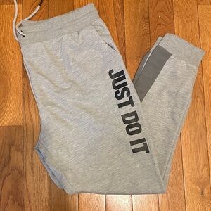 Nike Light Gray Joggers with 'Just Do It' Print size 4XL